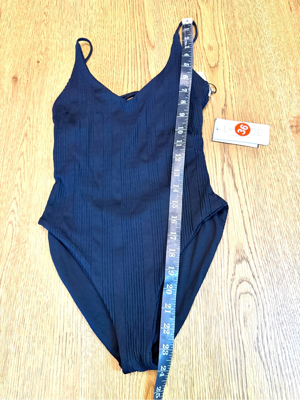 L*Space Gianna One Piece Swimsuit Black Ribbed Low Back Size S NWT - Picture 5 of 13